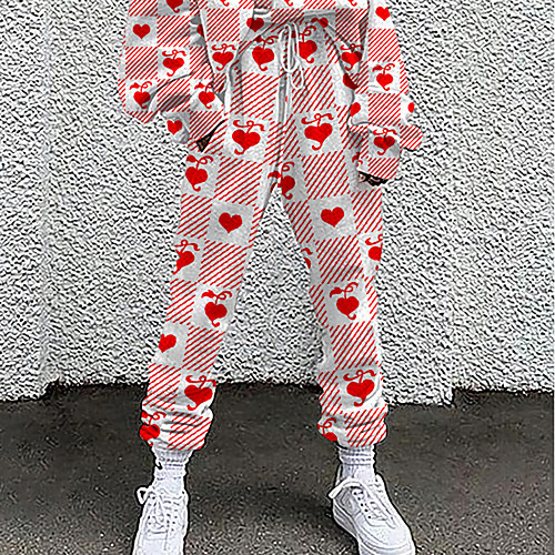 

Women's Fashion Casual / Sporty Comfort Going out Weekend Sweatpants Pants Graphic Heart Full Length Pocket Print Blushing Pink