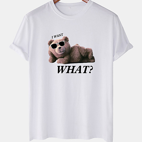 

Men's Unisex Tee T shirt Hot Stamping Bear Plus Size Short Sleeve Casual Tops 100% Cotton Basic Designer Big and Tall White Blushing Pink Khaki