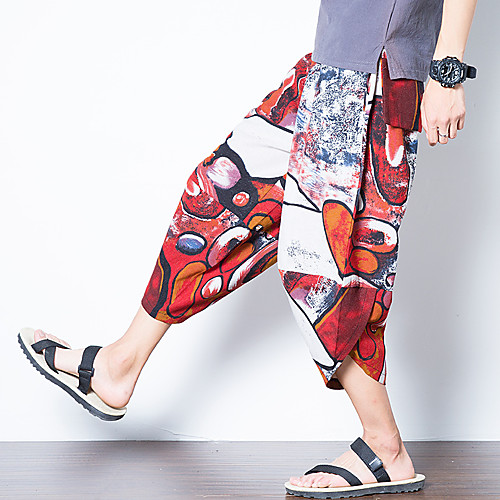 

Men's Casual / Sporty Athleisure Breathable Outdoor Sports Sport Daily Bloomers Trousers Pants Graphic Full Length Drawstring Pocket Black Red Light Brown Green Brown
