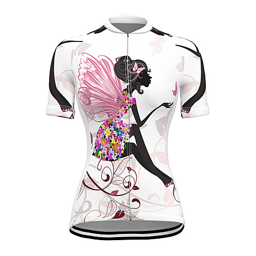 

21Grams Women's Short Sleeve Cycling Jersey Summer Spandex Polyester White Butterfly Bike Jersey Top Mountain Bike MTB Road Bike Cycling Quick Dry Moisture Wicking Breathable Sports Clothing Apparel