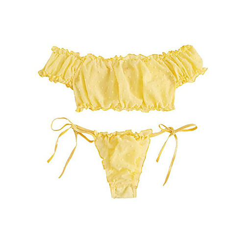 

Women's Layered Lace Bow Sexy Matching Bralettes Suits Nightwear Solid Colored Bra Light Blue / Yellow / Blushing Pink XS S M / Hole / Hole