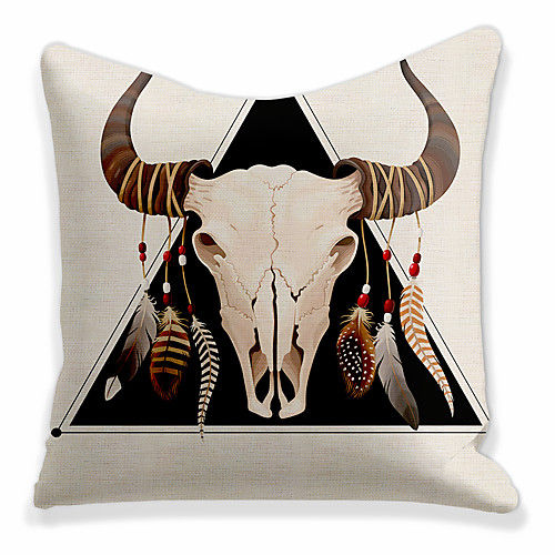 

Double Side 1 Pc Cushion Cover Print 45x45cm Faux Linen for Sofa Bedroom Animal Yak