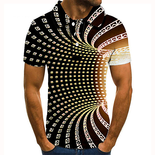 

Men's Golf Shirt Tennis Shirt 3D Print Optical Illusion Graphic Prints Button-Down Short Sleeve Street Tops Casual Fashion Cool Black / Sports