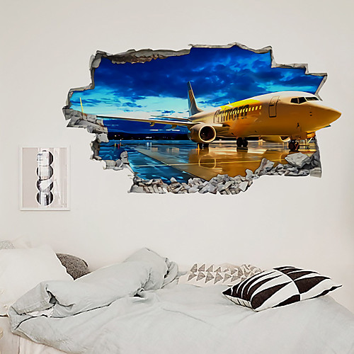 

3D New Broken Wall Aircraft Living Room Bedroom Corridor Decoration Can Be Removed Stickers