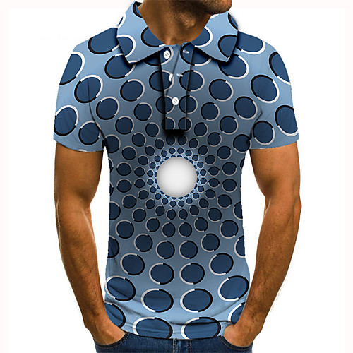 

Men's Golf Shirt Tennis Shirt 3D Print 3D Graphic Prints Button-Down Short Sleeve Street Tops Casual Fashion Cool Blue / Sports