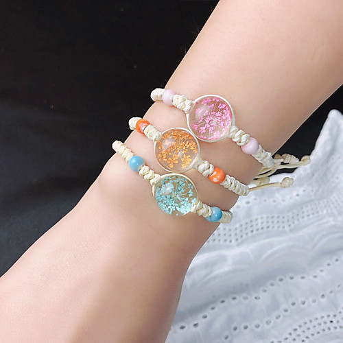 

3pcs Women's Bracelet Bangles Vintage Bracelet Loom Bracelet Braided Flower Weave Trendy Korean Cute Sweet Glass Bracelet Jewelry Rainbow For Gift Prom Birthday Beach Festival / Crystal Bracelet