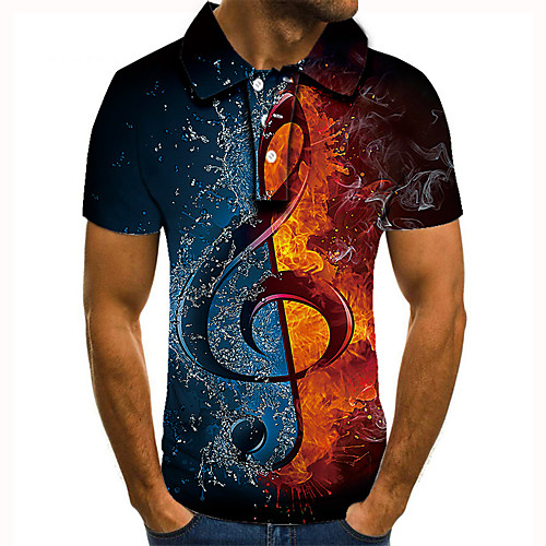 

Men's Golf Shirt Tennis Shirt 3D Print Symbol Graphic Prints Button-Down Short Sleeve Street Tops Casual Fashion Cool Blue / Sports