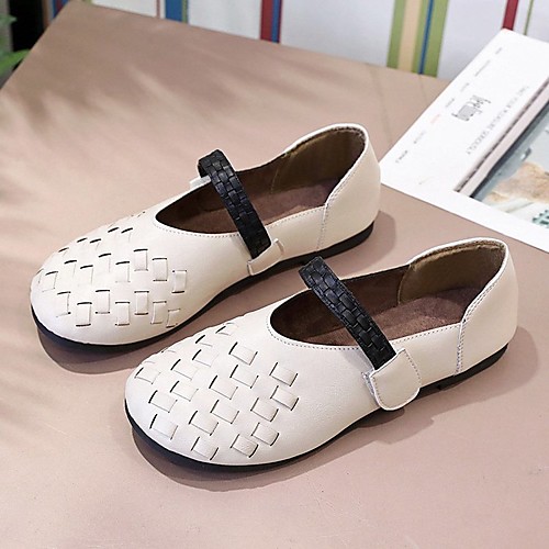 

Women's Sandals Comfort Shoes Flat Heel Round Toe PU Solid Colored Black Khaki Brown