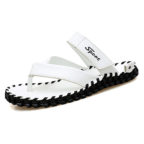 

Men's Slippers & Flip-Flops Crochet Leather Shoes Flat Sandals Casual Beach Daily Outdoor Water Shoes Walking Shoes Nappa Leather Cowhide Breathable Non-slipping Shock Absorbing Booties / Ankle Boots