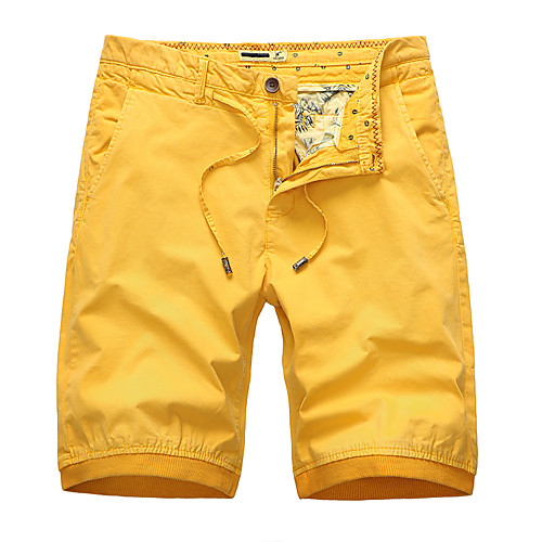 

Men's Shorts Chinos Shorts Pants Solid Color ArmyGreen Red Yellow Khaki Light Green