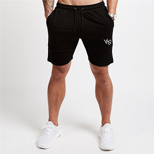 

Men's Casual / Sporty Athleisure 5.5 Inch Inseam Short Breathable Sports Daily Beach Chinos Shorts Pants Letter Short Drawstring Elastic Waist Black Yellow Khaki Navy Blue Gray