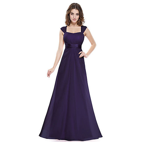 

A-Line Beautiful Back Elegant Wedding Guest Formal Evening Dress Scoop Neck Sleeveless Floor Length Chiffon with Ruched 2021