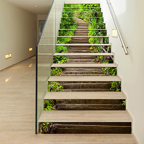 

Creative Simple 13pcs Waterfall Scenery Stair Stickers Step Renovation Stickers Decorative Self-adhesive Wall Stickers
