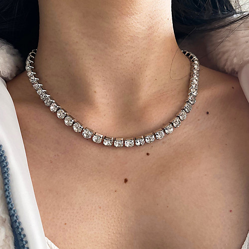 

full diamond necklace creative retro simple inlaid rhinestone chain clavicle chain female