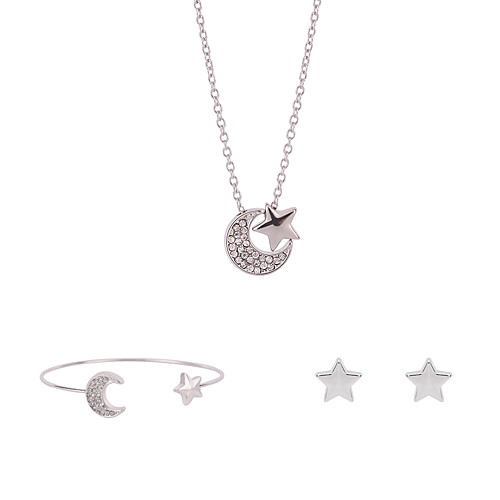 

Women's Jewelry Set Bridal Jewelry Sets 3D Moon Star Precious Fashion Gold Plated Earrings Jewelry Silver For Christmas Wedding Party Evening Gift Festival 1 set