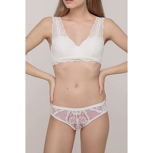 

Women's Bra & Panty Set Wireless 3/4 Cup Solid Color Sexy Blushing Pink
