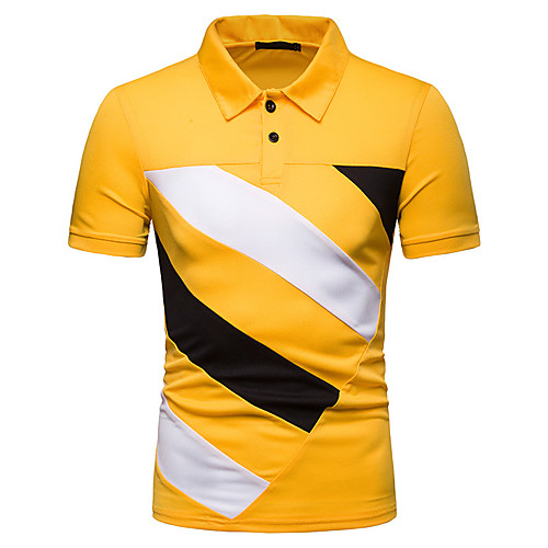 

Men's Golf Shirt Tennis Shirt non-printing Color Block Patchwork Short Sleeve Casual Tops Business Simple Casual Yellow Red Navy Blue / Summer / Work