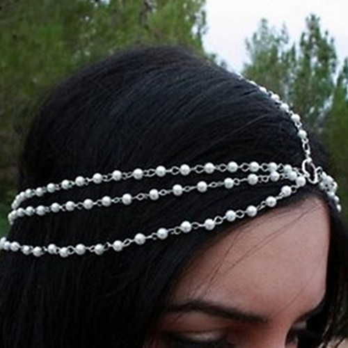 

Classic Retro Alloy Headpiece with Pearls / Chain 1 Piece Special Occasion / Party / Evening Headpiece