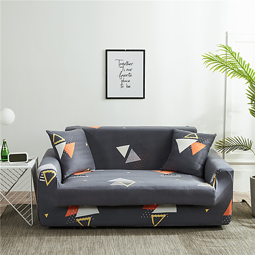 

Cartoon Trianglel Print Dustproof All-powerful Stretch Sofa Cover Super Soft Fabric with One Free Boster Case
