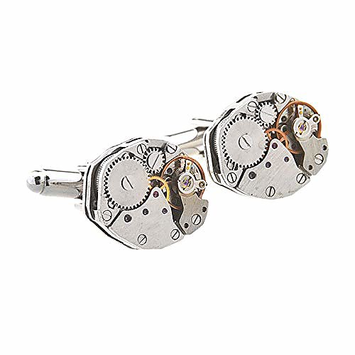 

teerwere-xk shirt suit cufflinks 1 pair vintage hexagon watch movement shape cufflinks for valentines festival birthday shirt suit cufflinks (color : silver, size : 15×15×4mm)