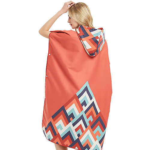 

Unisex Quick Drying Cape Bath Robe Microfiber Swimming Diving Wearable Beach Bath Towel -Red magic