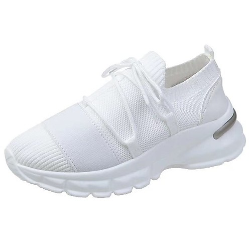 

Women's Trainers Athletic Shoes Flyknit Shoes Flat Heel Round Toe PU Lace-up White Black Pink