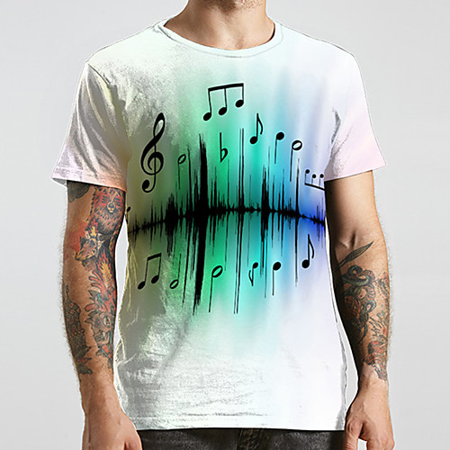 

Men's Unisex Tee T shirt 3D Print Symbol Graphic Prints Plus Size Print Short Sleeve Casual Tops Fashion Designer Big and Tall White