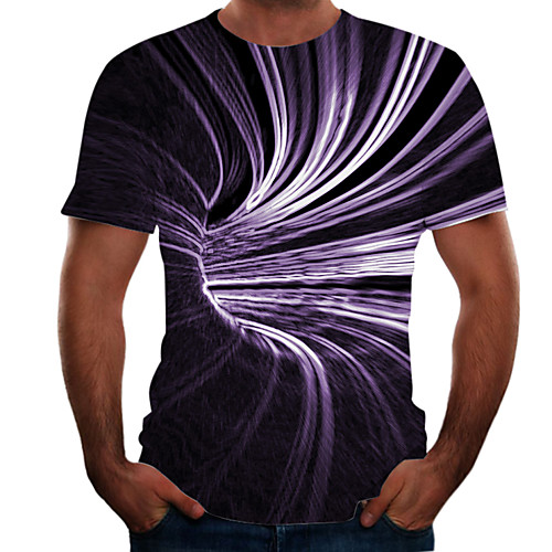 

Men's T shirt Shirt 3D Print 3D Rivet Mesh Short Sleeve Casual Tops White Purple Green / Summer