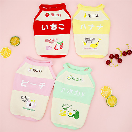

Dog Cat Shirt / T-Shirt Fruit Japan and Korea Style Cute Dailywear Casual / Daily Dog Clothes Puppy Clothes Dog Outfits Breathable Yellow Red Pink Costume for Girl and Boy Dog Padded Fabric S M L XL