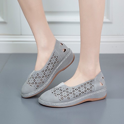 

Women's Sandals Comfort Shoes Wedge Heel PU Solid Colored Black Blue Light Grey