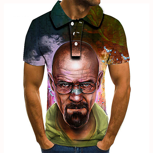 

Men's Golf Shirt Tennis Shirt 3D Print Graphic Prints Human Button-Down Short Sleeve Street Tops Casual Fashion Cool Brown / Sports