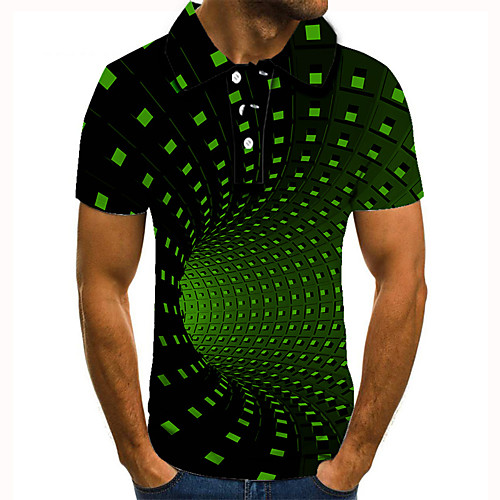 

Men's Golf Shirt Tennis Shirt 3D Print 3D Graphic Prints Button-Down Short Sleeve Street Tops Casual Fashion Cool Green / Sports