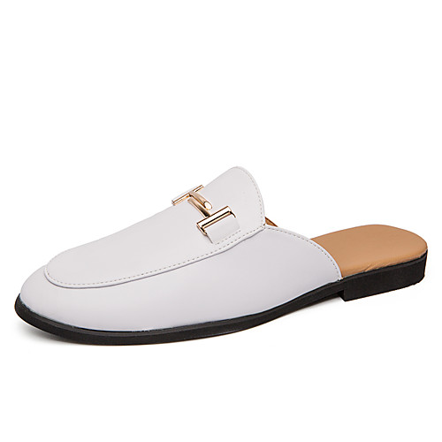 

Men's Clogs & Mules Leather Shoes Casual Classic British Daily Party & Evening Walking Shoes Nappa Leather Cowhide Breathable Non-slipping Wear Proof Booties / Ankle Boots White Black Spring Summer