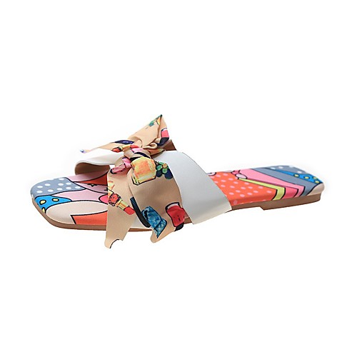 

Women's Slippers & Flip-Flops Flat Heel Open Toe Booties Ankle Boots PVC Bowknot Solid Colored White Yellow Gray / Booties / Ankle Boots