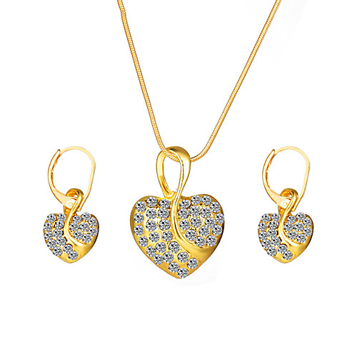 

Women's Jewelry Set Classic Heart Stylish Simple European Sweet Rhinestone Earrings Jewelry Gold For Wedding Party Evening Street Beach Festival