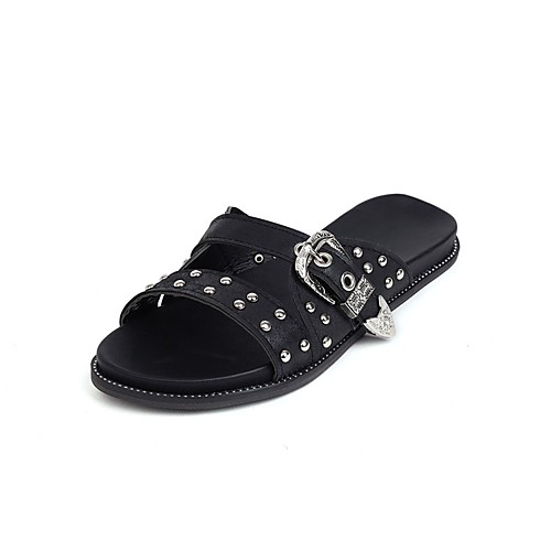 

Women's Sandals Outdoor Slippers Flat Heel Faux Leather White Yellow Black