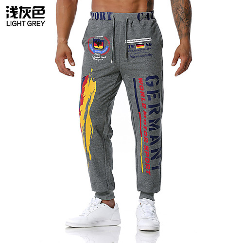 

Men's Sweatpants Sports Sports Casual Leisure Sports Pants Sweatpants Pants Graphic Prints Full Length Black Light Grey Dark Gray