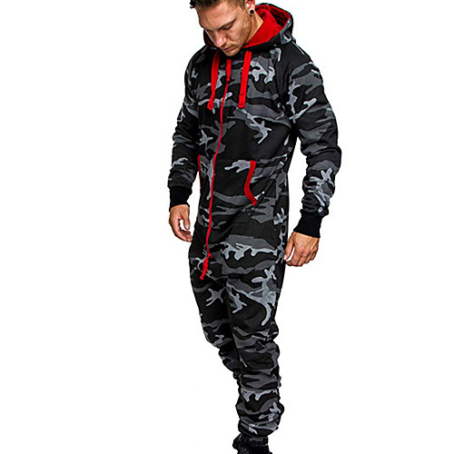 

Men's Tracksuit Full Zip Hoodie Camouflage Solid Color 2 Piece Zipper Hooded Daily Fitness Basic Thin fleece Hoodies Sweatshirts Long Sleeve Army Green Light Grey Black