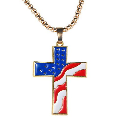 

Women's Men's Pendant Necklace Cross Flag Simple Alloy Silver Gold 60 cm Necklace Jewelry 1pc For Festival