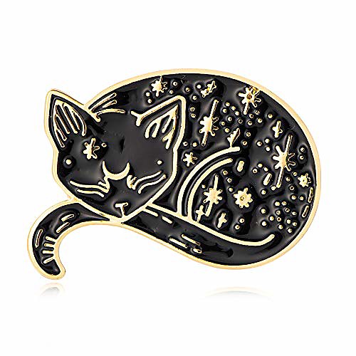 

senfai 10k gold color cute sleepy lazy cat pin and brooch (gold)