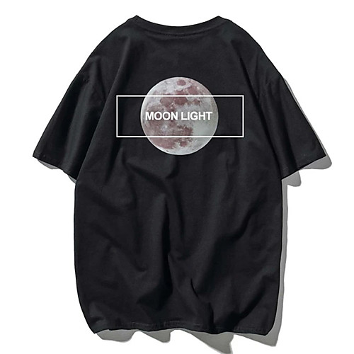 

Men's Unisex Tee T shirt Hot Stamping Graphic Prints Moon Plus Size Print Short Sleeve Casual Tops 100% Cotton Basic Designer Big and Tall Black