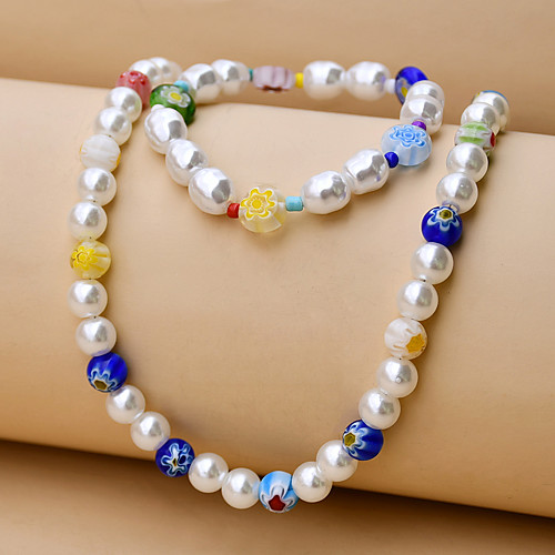 

Women's Jewelry Set Beads Flower Colorful Fashion Holiday Sweet Boho Pearl Earrings Jewelry Rainbow For Halloween Gift Sports Prom Festival 2pcs