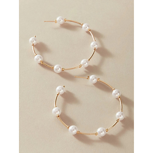

Women's Hoop Earrings Earrings Circle Simple Fashion European Imitation Pearl Earrings Jewelry Gold For Anniversary Party Evening Gift Date Birthday 1 Pair