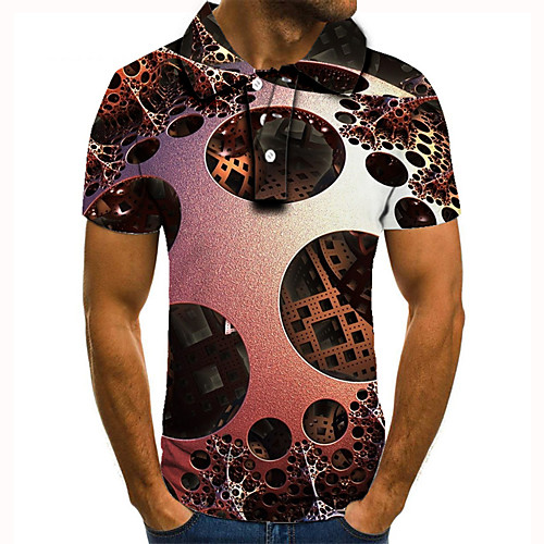 

Men's Golf Shirt Tennis Shirt 3D Print Graphic Prints Machine Button-Down Short Sleeve Street Tops Casual Fashion Cool Brown / Sports