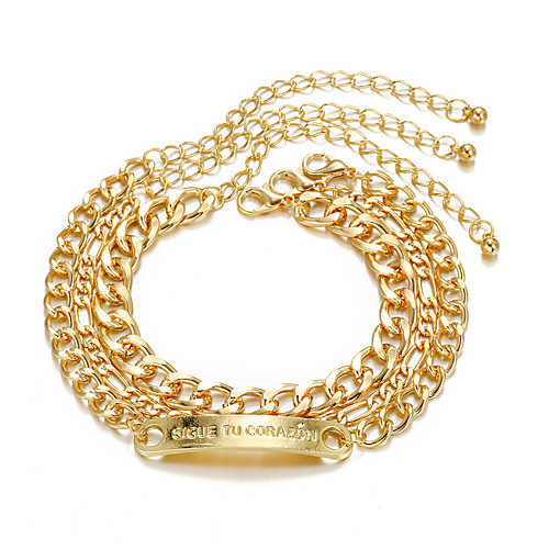

multi-layer chain bracelet women retro hip hop chain letter bracelet set