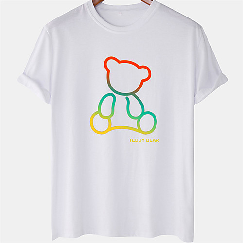 

Men's Unisex Tee T shirt Hot Stamping Bear Plus Size Short Sleeve Casual Tops 100% Cotton Basic Designer Big and Tall White Black Blushing Pink