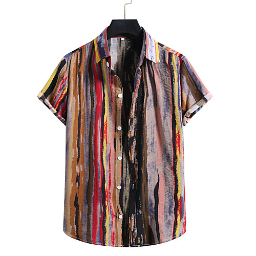

Men's Shirt Graphic Short Sleeve Casual Tops Rainbow