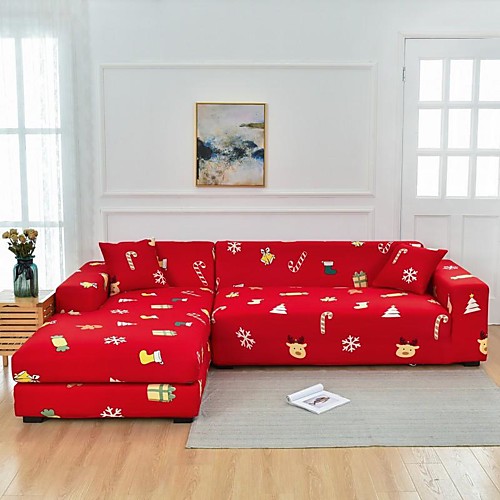 

Print Dustproof Stretch Slipcovers Stretch Sofa Cover Super Soft Fabric Couch Cover Fit For 1 to 4 Cushion Couch And L Shape Sofa (You will Get 1 Throw Pillow Case as free Gift)