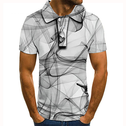

Men's Golf Shirt Tennis Shirt 3D Print Abstract Graphic Prints Button-Down Short Sleeve Street Tops Casual Fashion Cool White / Sports