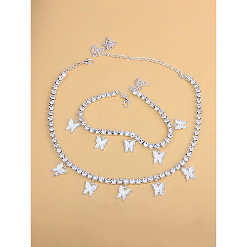 

Women's Jewelry Set Butterfly Elegant Fashion Sweet Rhinestone Earrings Jewelry Silver For Anniversary Party Evening Gift Prom 1 set